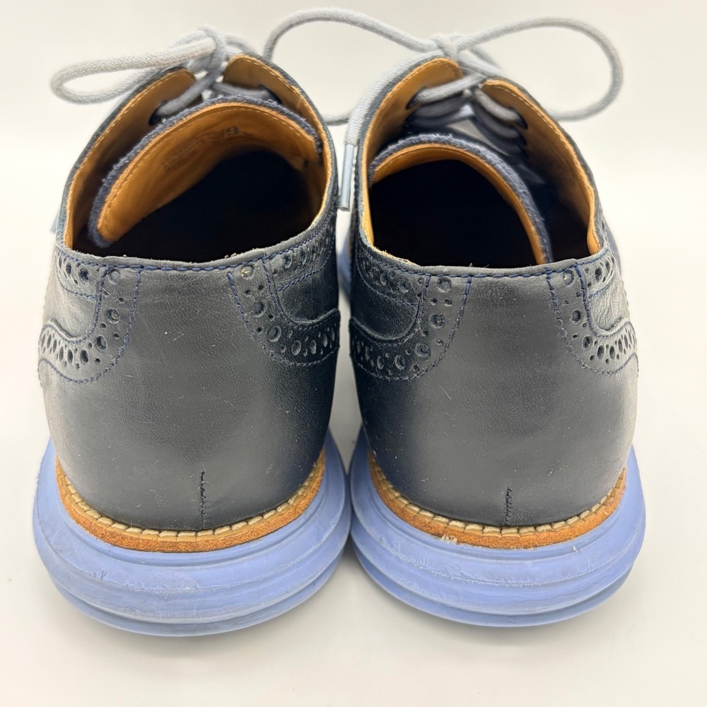 Cole Haan LunarGrand Navy Leather Suede Wingtip Oxfords M9 Blokecore Tech Soles - Picture 7 of 10